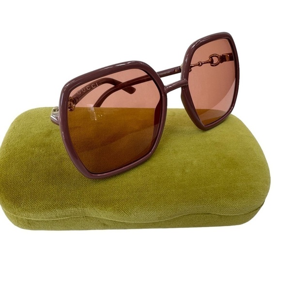 GUCCI Oversized Square Mauve Burgundy Large Designer Sunglasses - Picture 5 of 15